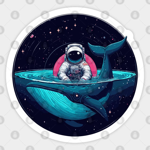 Astronaut swimming with whale friend Sticker by TomFrontierArt